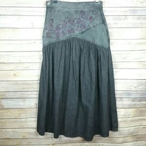 Vintage Jeanjer Gypsy Boho Denim Skirt Size 10